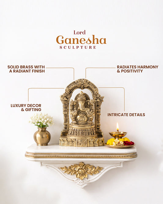 Pure Brass Ganesh Ji Idol for Home, Office, and Sacred Spaces