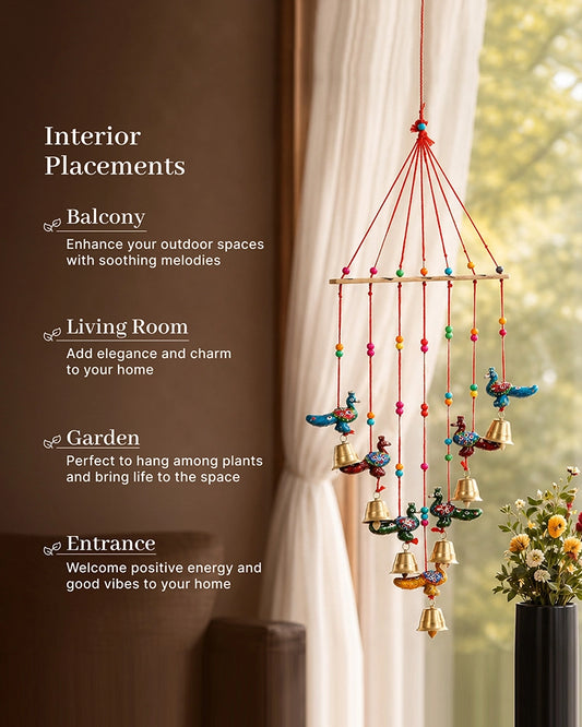 Handcrafted Peacock Wind Chime for Door, Balcony & Wall Decoration