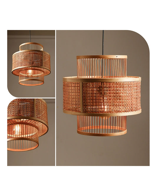 Cane Drum Pendant Lamp for Living Room Hall & Bedroom Decor