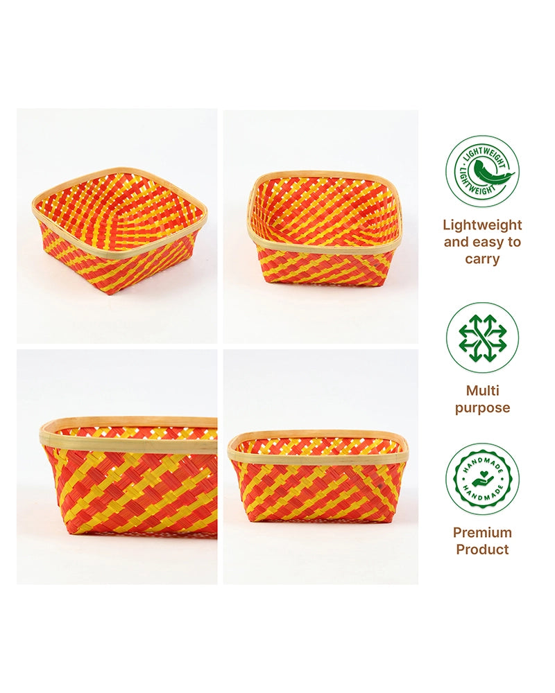Natural Bamboo Basket for Organizing Fruits, Vegetables, and Home Accessories