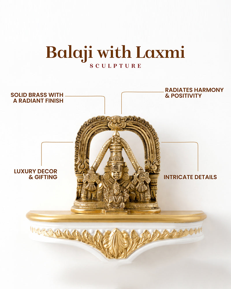 Tirupati Balaji with Lakshmi Brass Idol Spiritual Showpiece for Home