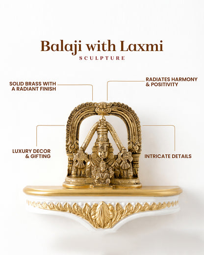 Tirupati Balaji with Lakshmi Brass Idol Spiritual Showpiece for Home