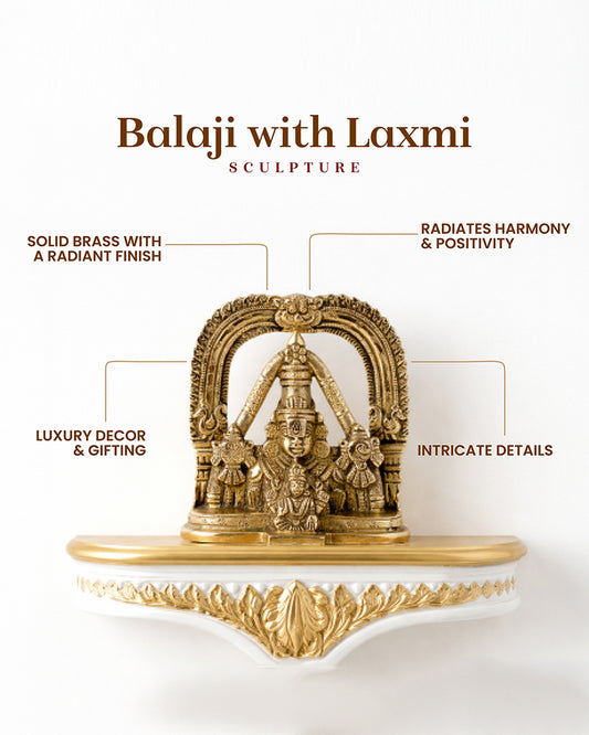Tirupati Balaji with Lakshmi Brass Idol Spiritual Showpiece for Home
