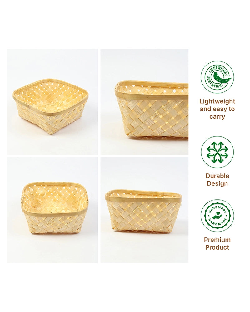 Rustic Bamboo Basket for Kitchen, Living Room, and Decorative Use