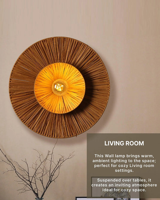 Artistic Raffia Wall Lamp for Living Room Decoration