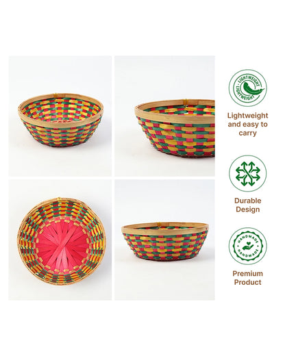Durable Bamboo Fruit and Vegetable Basket for Kitchen Countertops