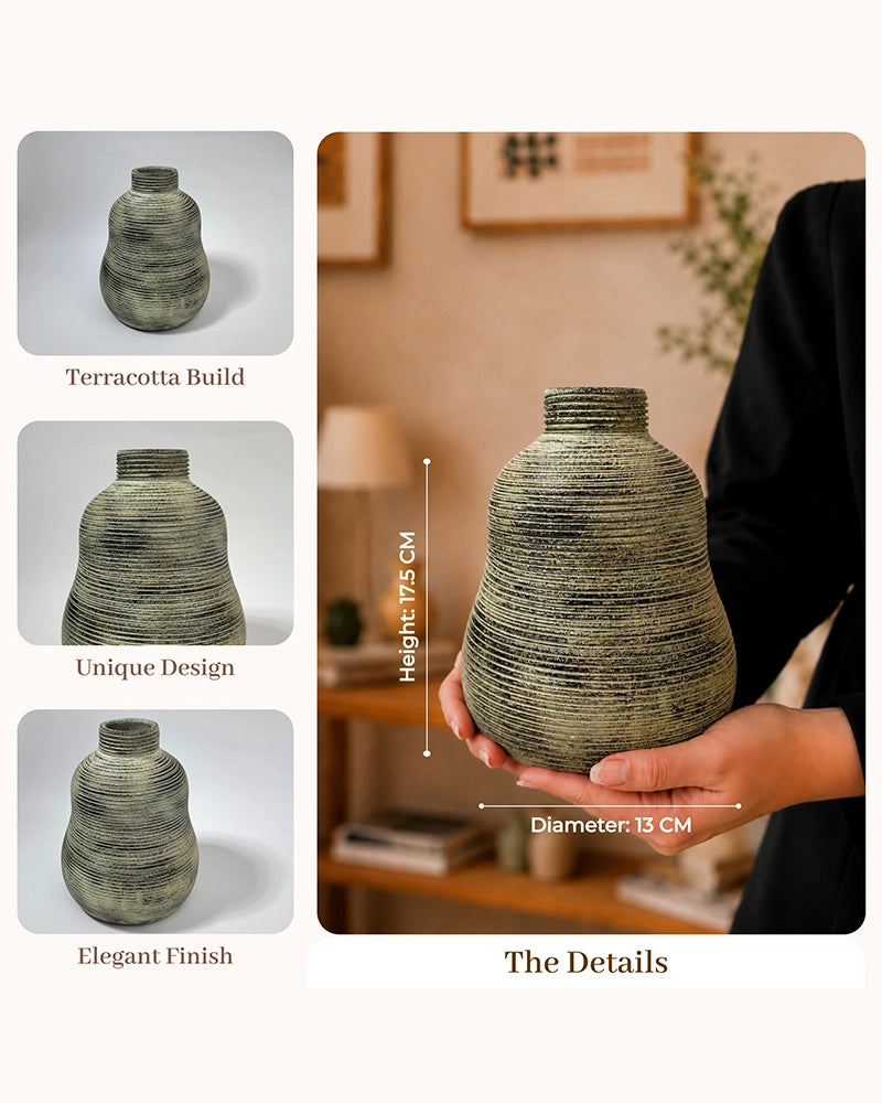 Premium Terracotta Decorative Vase with Textured Finish for Home Décor