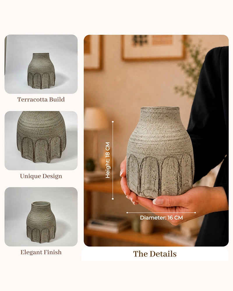 Premium Terracotta Vase with Textured Finish for Home Decoration