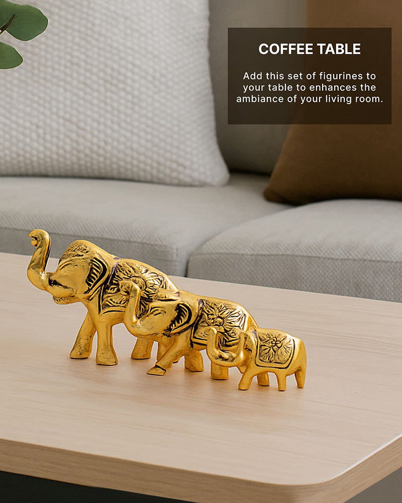 Set of 3 Elephant Showpieces for Home Decoration and Tabletop Display