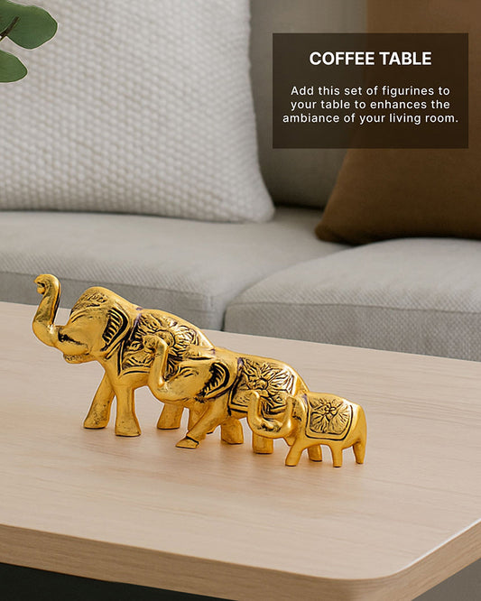 Set of 3 Elephant Showpieces for Home Decoration and Tabletop Display