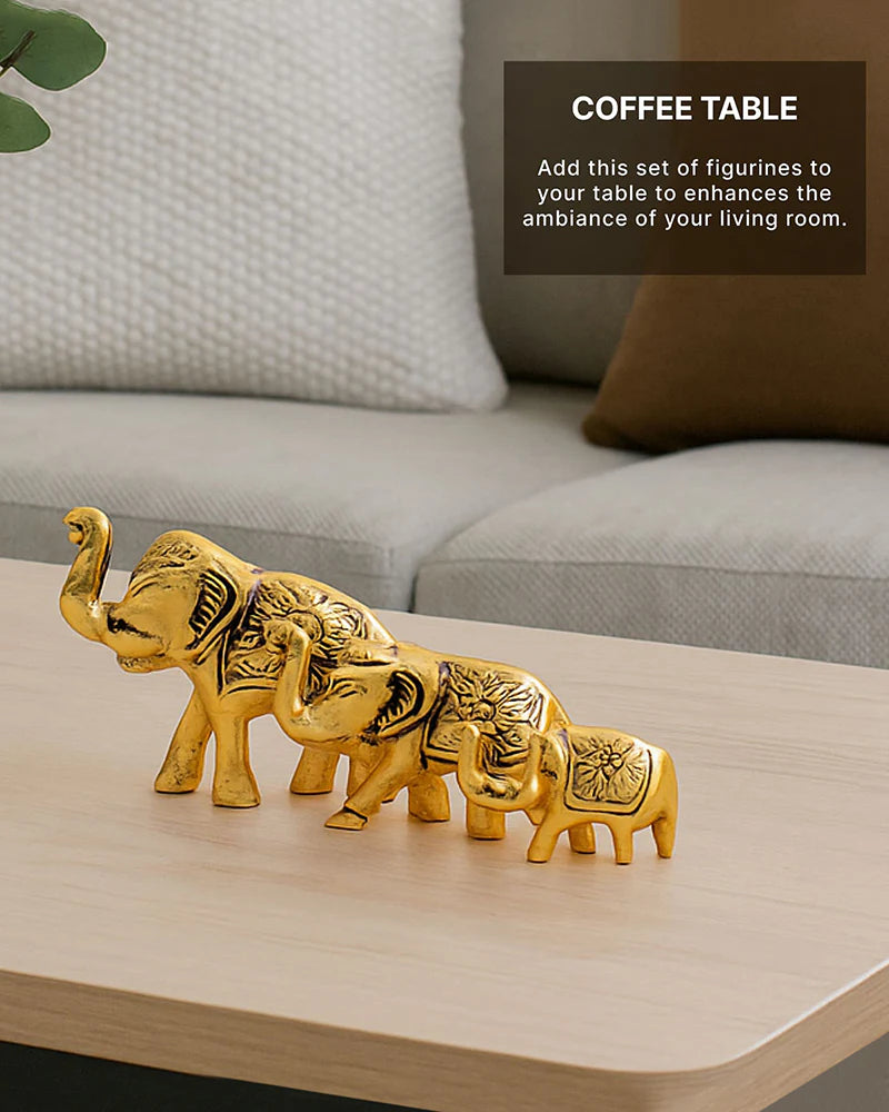 Set of 3 Elephant Showpieces for Home Decoration and Tabletop Display