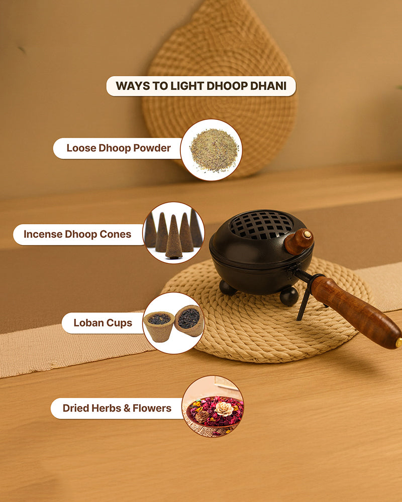 Decorative Metal Dhoop Dani Burner for Home Temple Aarti and Aromatherapy