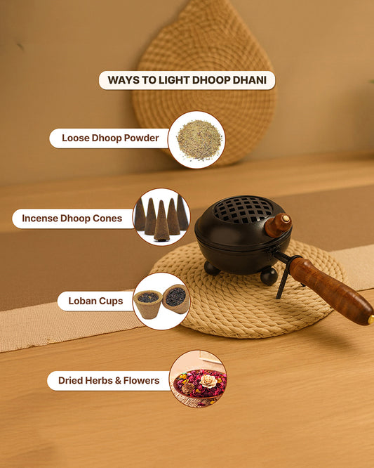 Decorative Metal Dhoop Dani Burner for Home Temple Aarti and Aromatherapy