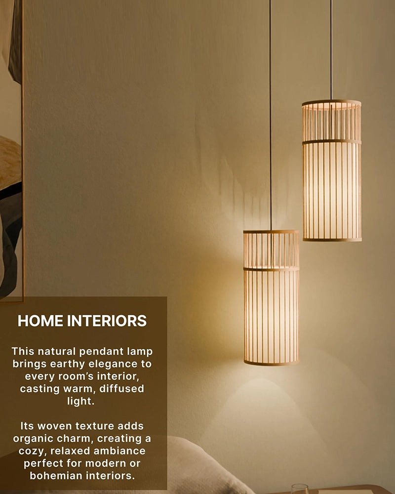 Boho Bamboo Hanging Lamp for Cafe and Home Interiors