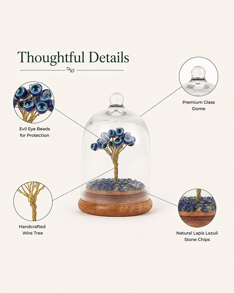 Evil Eye Feng Shui Tree with Glass Dome Protection Good Luck