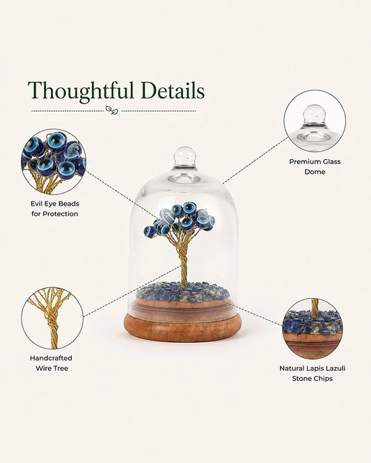 Evil Eye Feng Shui Tree with Glass Dome Protection Good Luck