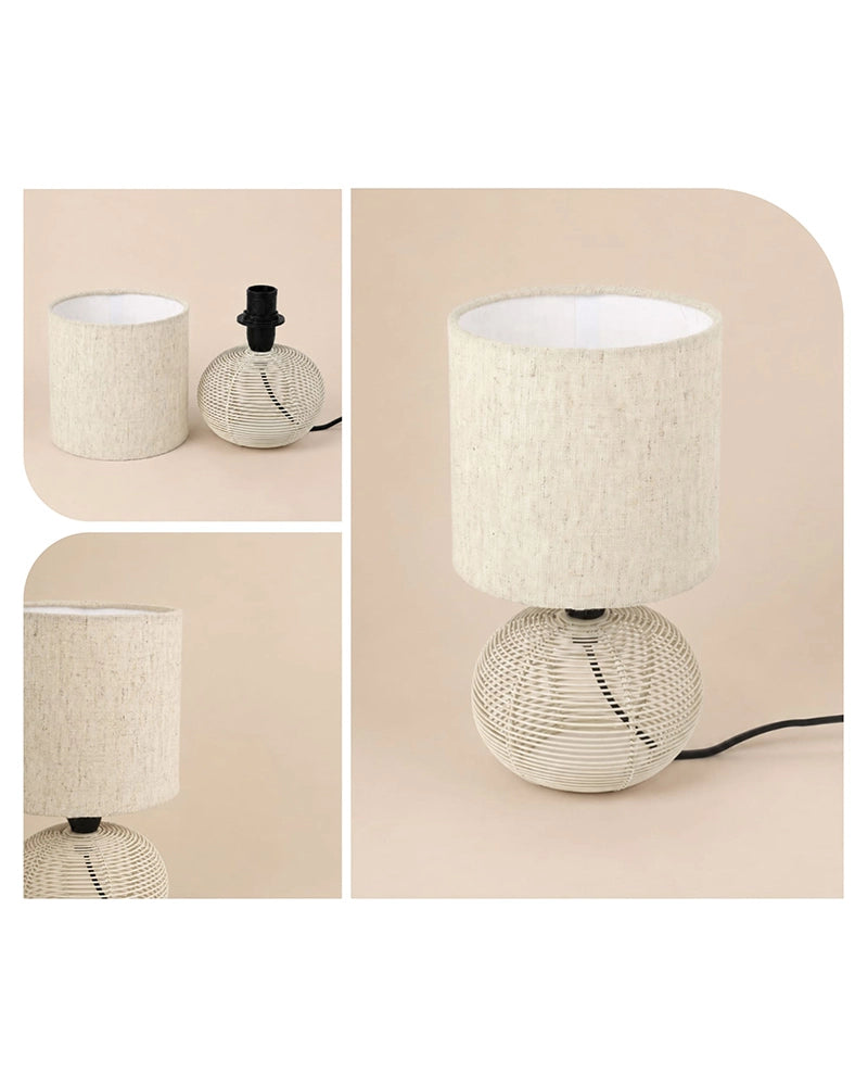 Artisan Linen Shade Table Lamp with Sleek Metal Base Warm Glow