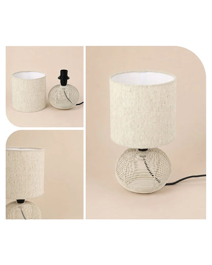 Artisan Linen Shade Table Lamp with Sleek Metal Base Warm Glow