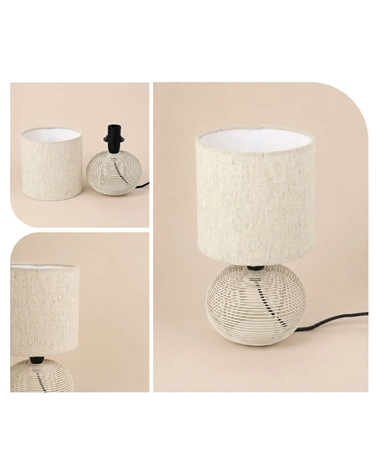Artisan Linen Shade Table Lamp with Sleek Metal Base Warm Glow