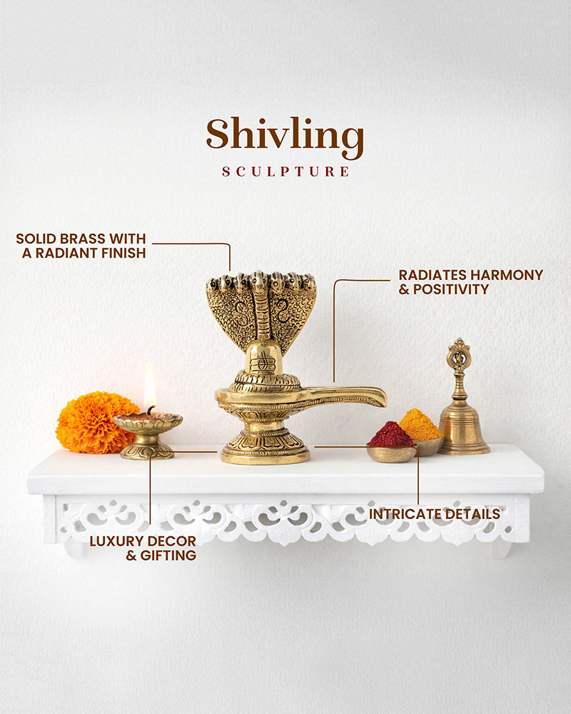 Brass Shivling with Naga Snake for Pooja and Home Decoration