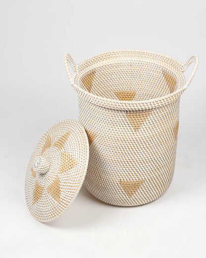 Rattan Storage Basket with Lid for Living Room and Closet