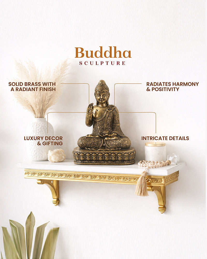 Pure Brass Buddha Figurine for Meditation, Worship, and Gifting