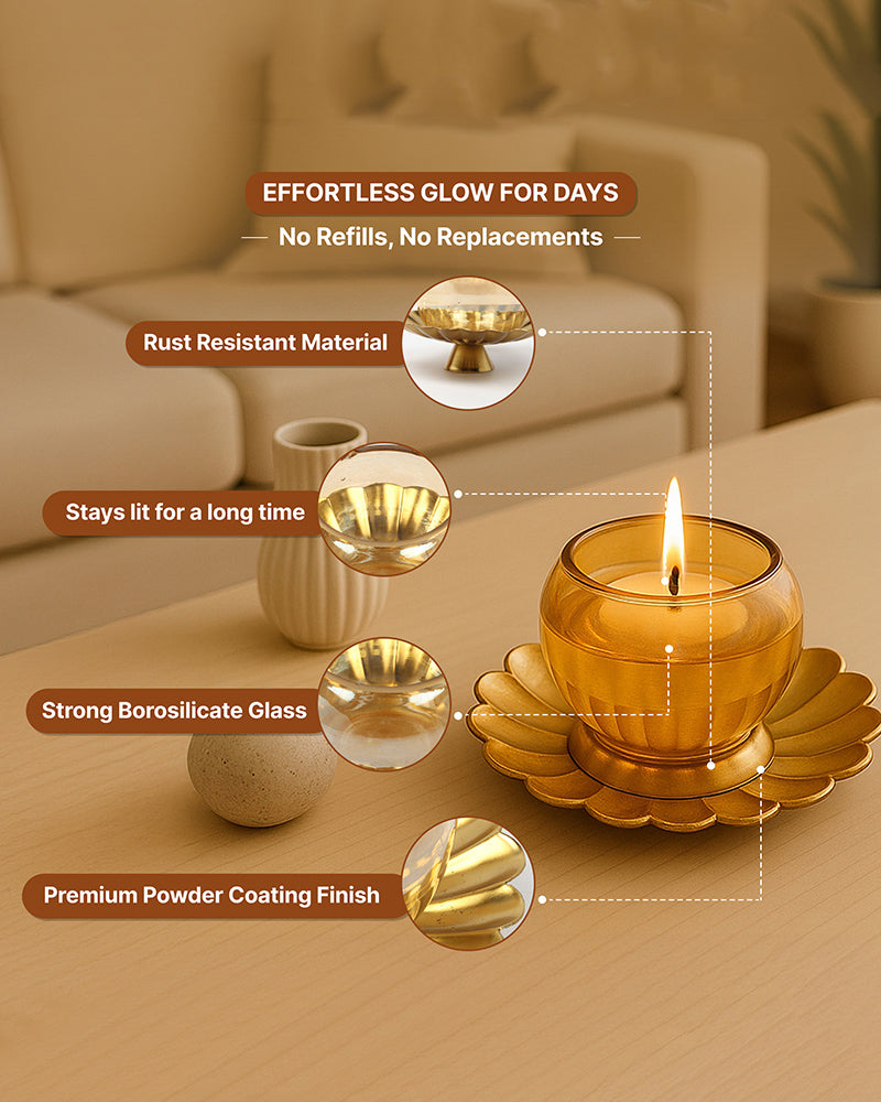 Decorative Tea Light Diya Candle Holder for Pooja, Aarti & Home Decoration