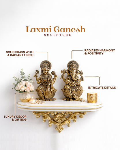 Pure Brass Laxmi Ganesh Ji Idol Set for Traditional Pooja & Showpiece