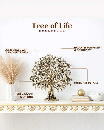 Pure Brass Tree of Life Kalpavriksha Idol for Pooja and Home Decoration