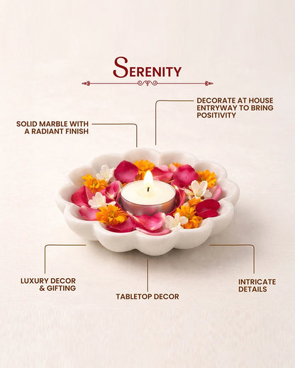 Elegant Marble Urli Bowl for Home Decor, Pooja Room, and Mandir Display