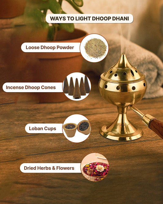 Exclusivelane Brass Dhoop Dani for Aarti, Puja, and Meditation Spaces
