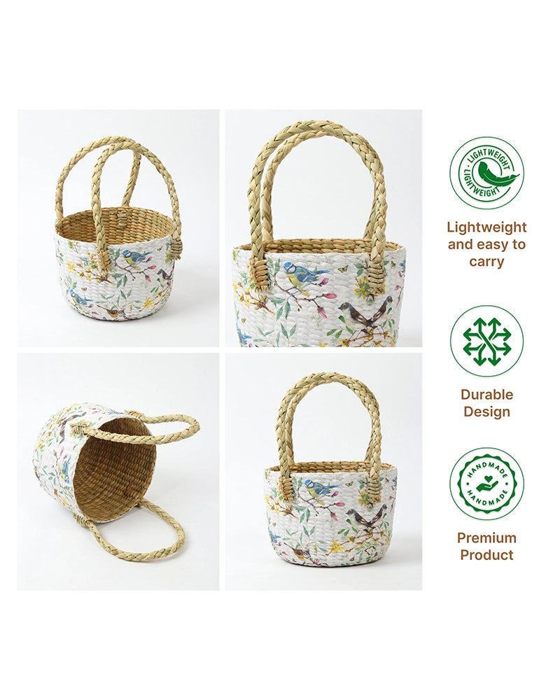 Natural Seagrass Gift Basket for Home, Pooja, and Special Occasions