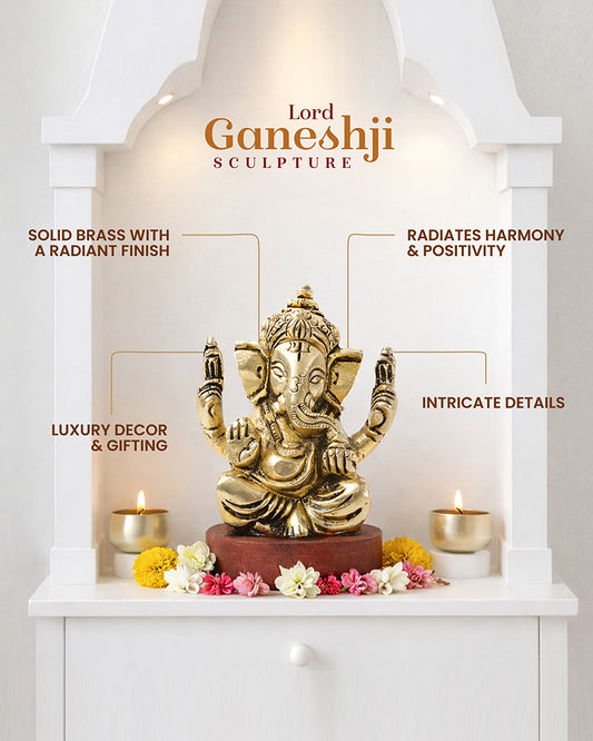 Elegant Ganesha Brass Idol for Daily Worship and Positive Energy