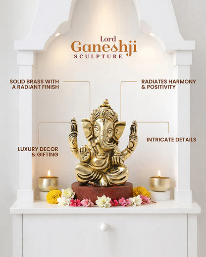 Elegant Ganesha Brass Idol for Daily Worship and Positive Energy