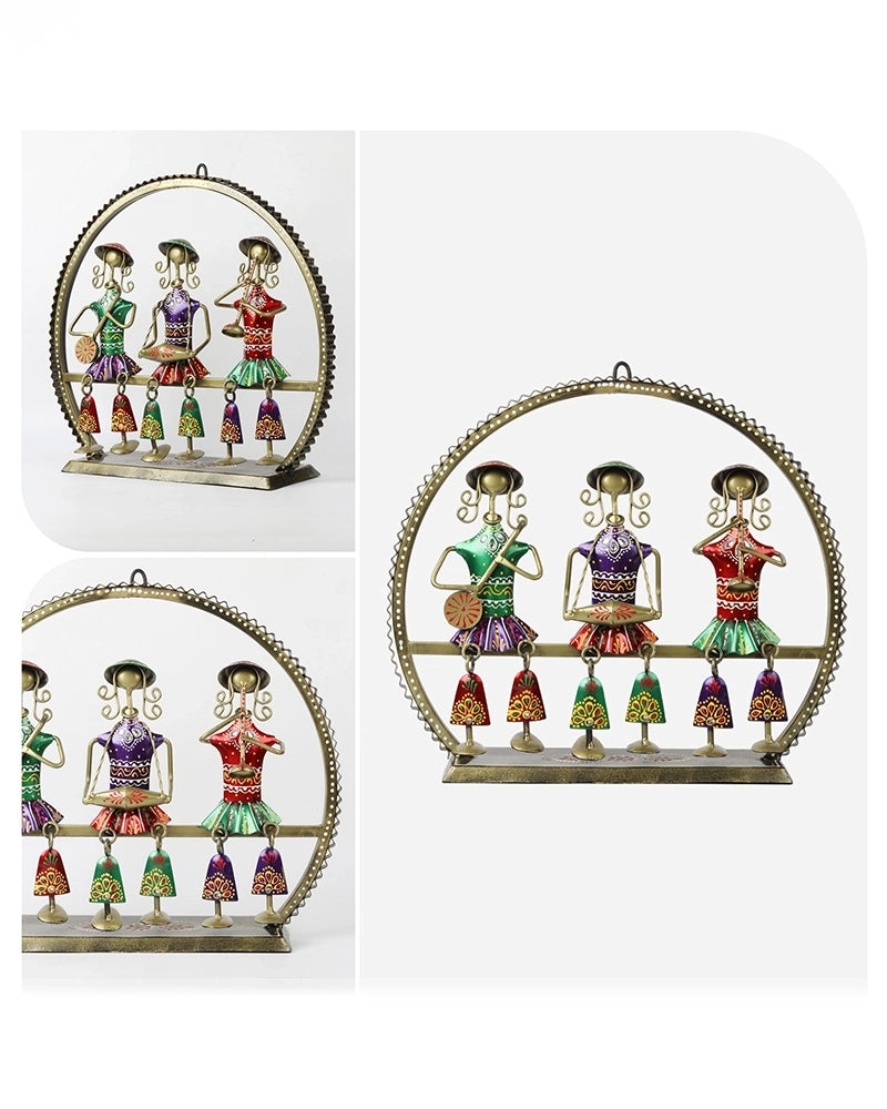 Handcrafted Metal Folk Musician Wall Hanging & Table Showpiece