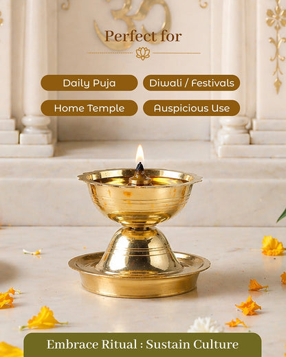 100% Pure Brass Chirag Diya for Daily Pooja and Festive Decor