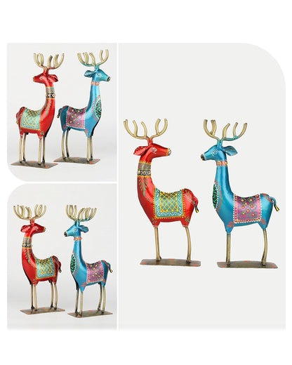 Handcrafted Metal Deer Figurine Set of 2 Home Decor Showpiece Gift Item