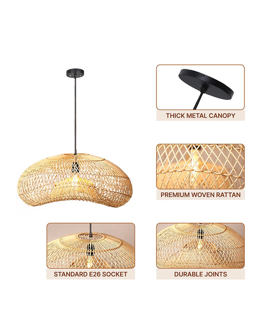 Handmade Rattan Ceiling Light for Home and Balcony