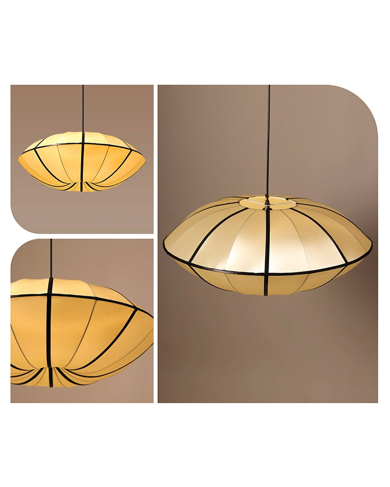 Silk Fabric Hanging Lamp for Bedroom and Study Room