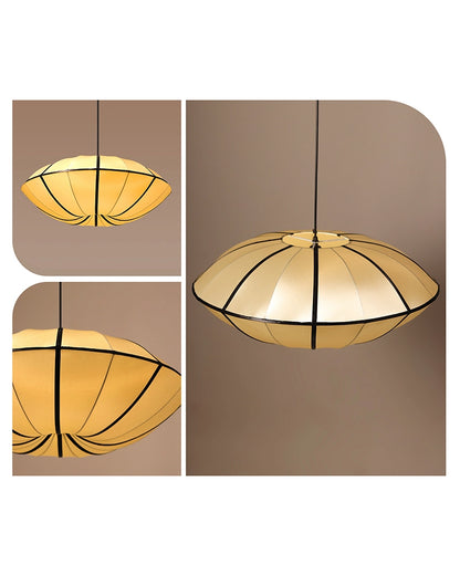 Silk Fabric Hanging Lamp for Bedroom and Study Room