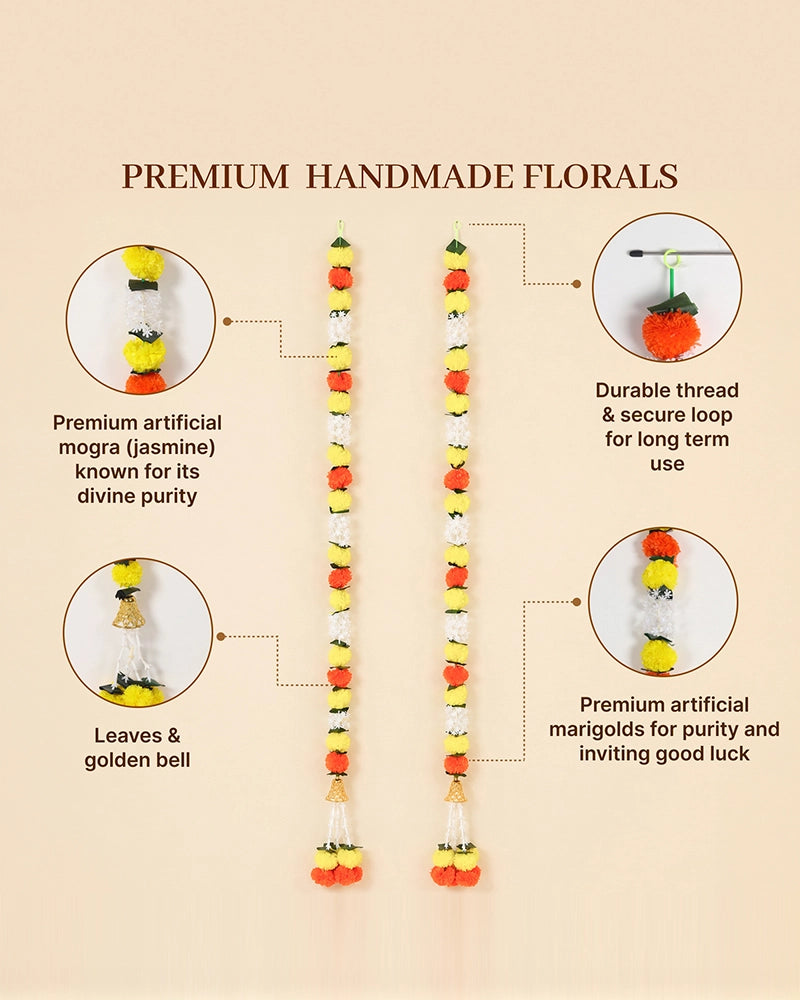 Artificial Marigold Flower Mala Toran for Festival & Housewarming Decor