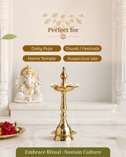 100% Pure Brass Kerala Samai Diya for Pooja Room & Home Décor