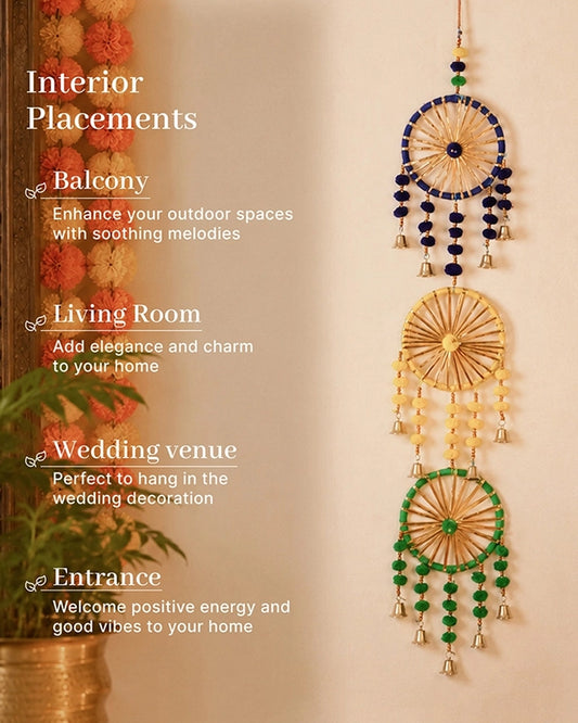 Handcrafted Dream Catcher Wall Hanging with Bells for Door and Festive Décor