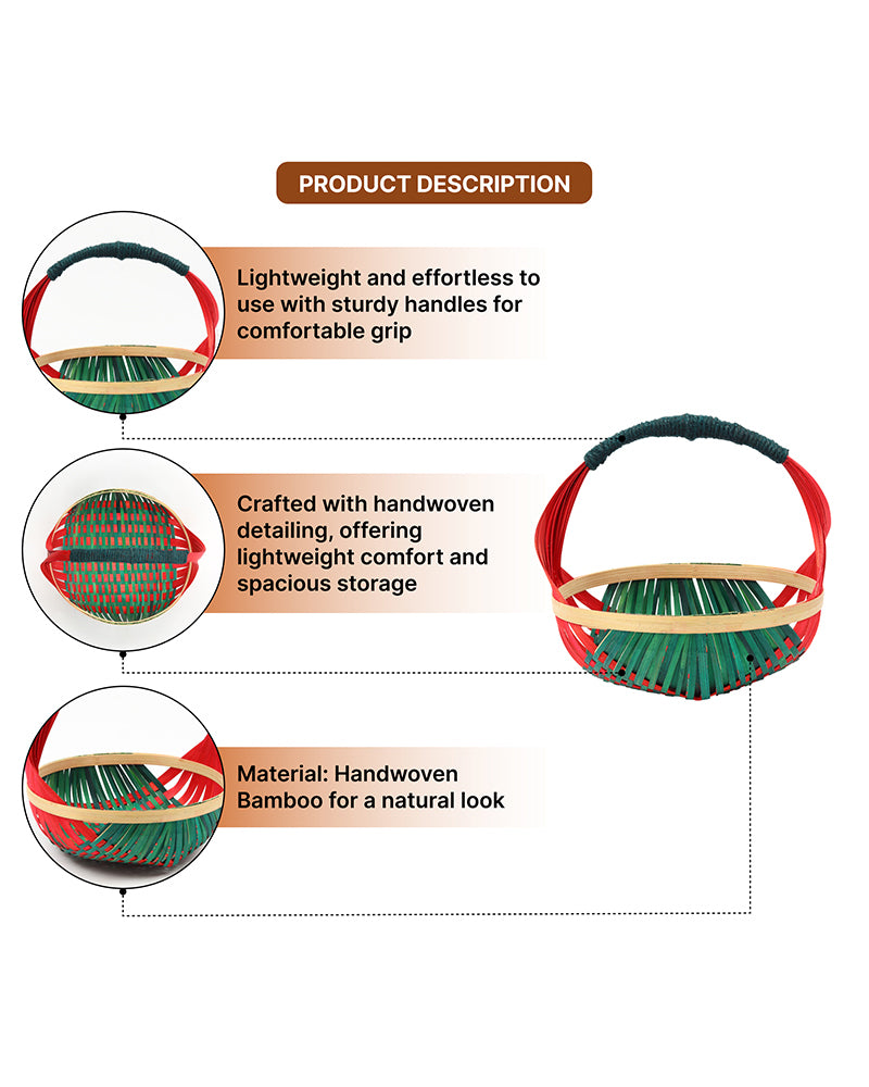Premium Bamboo Kitchen Basket for Fruit Vegetable Storage and Gift Hampers