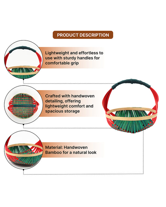 Premium Bamboo Kitchen Basket for Fruit Vegetable Storage and Gift Hampers