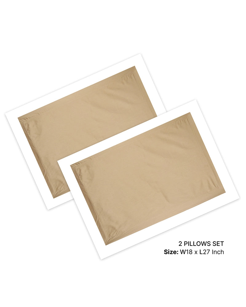 Brown Cotton Bedsheet 300 TC King Size Double Bed Sheet with Pillow Covers