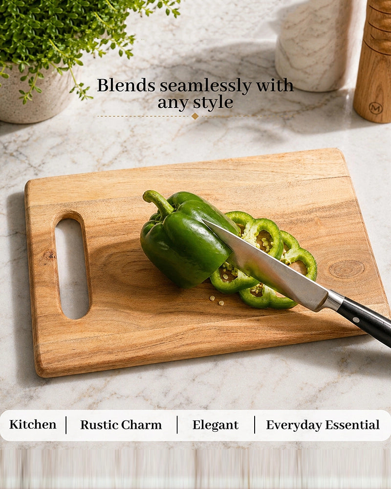Wooden Chopping Board with Cut Out Handle for Kitchen Use