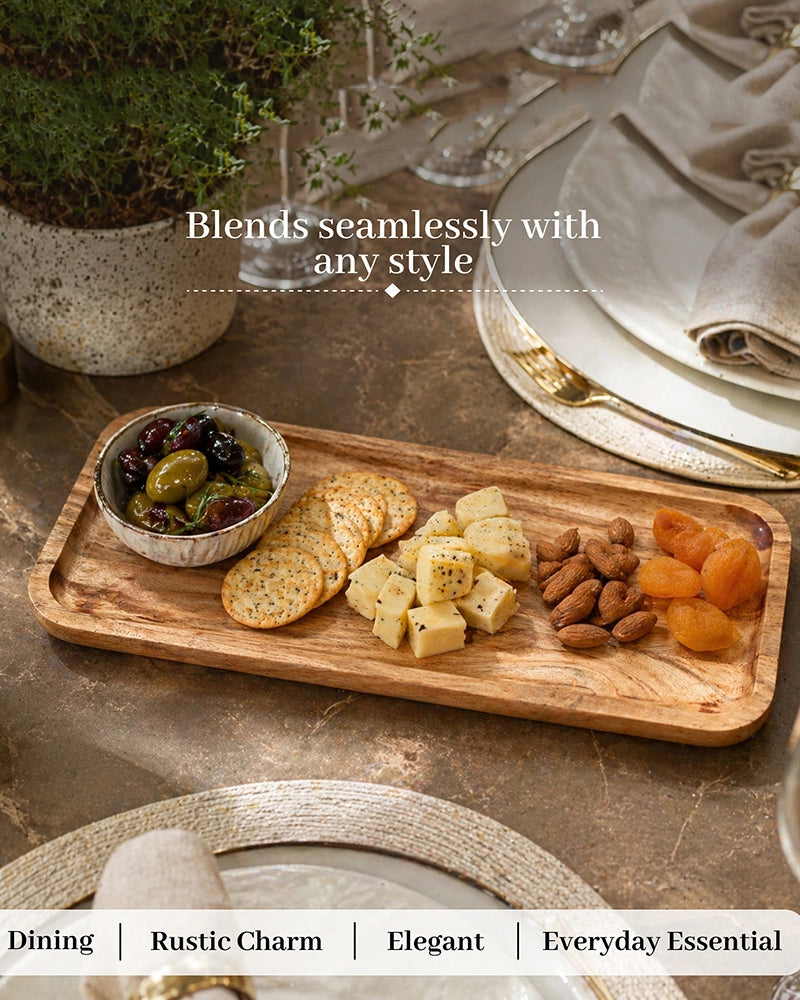Eco Friendly Natural Wood Platter for Dining and Entertaining