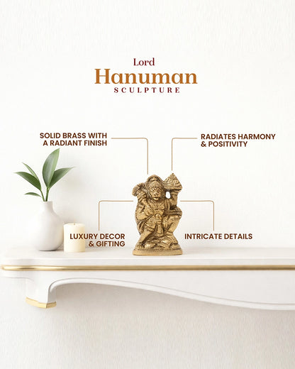 Pure Brass Hanuman Ji Idol for Home Temple and Spiritual Decor