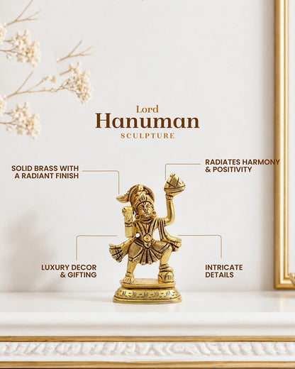 Brass Hanuman Ji Idol for Pooja Items, Home Decoration & Hanuman Jayanti Gifting